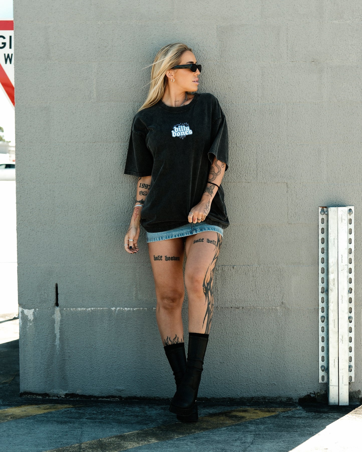 Burning Glow Tee - Washed Black