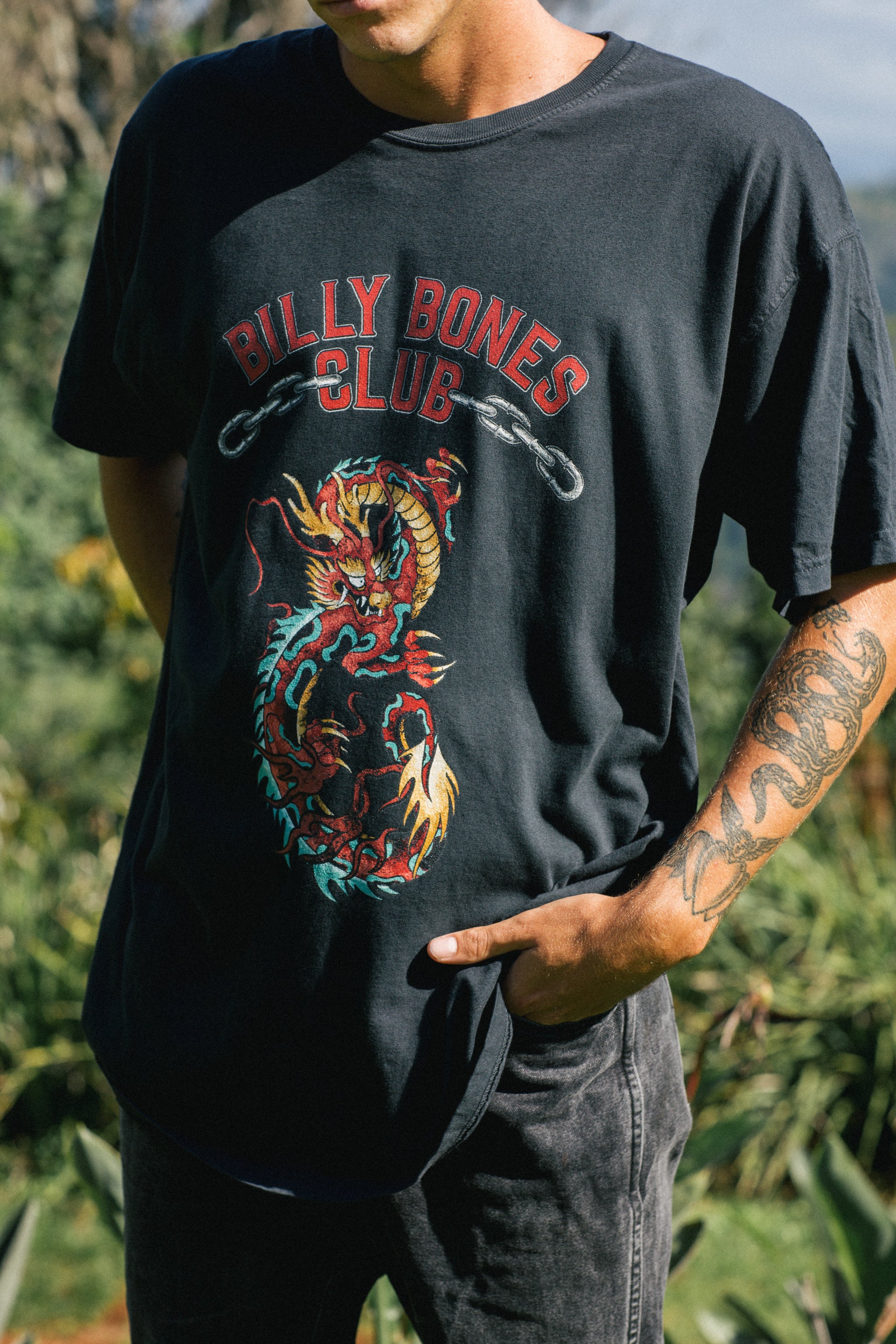 The Dragon Tee - Vintage Black Billy Bones Club Tシャツ ブラック