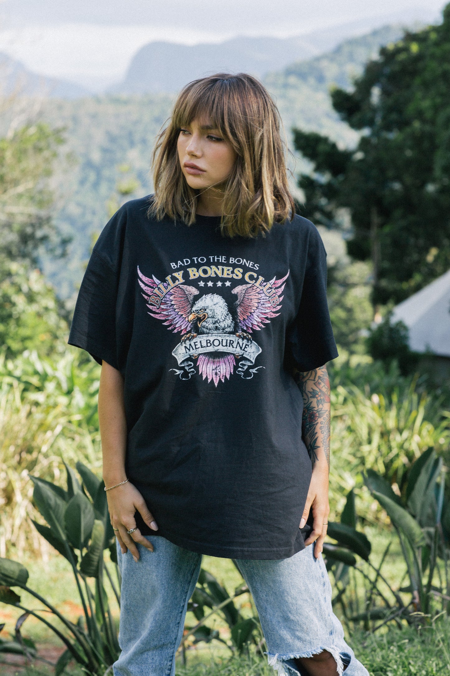 The Purple Eagle Tee - Vintage Black